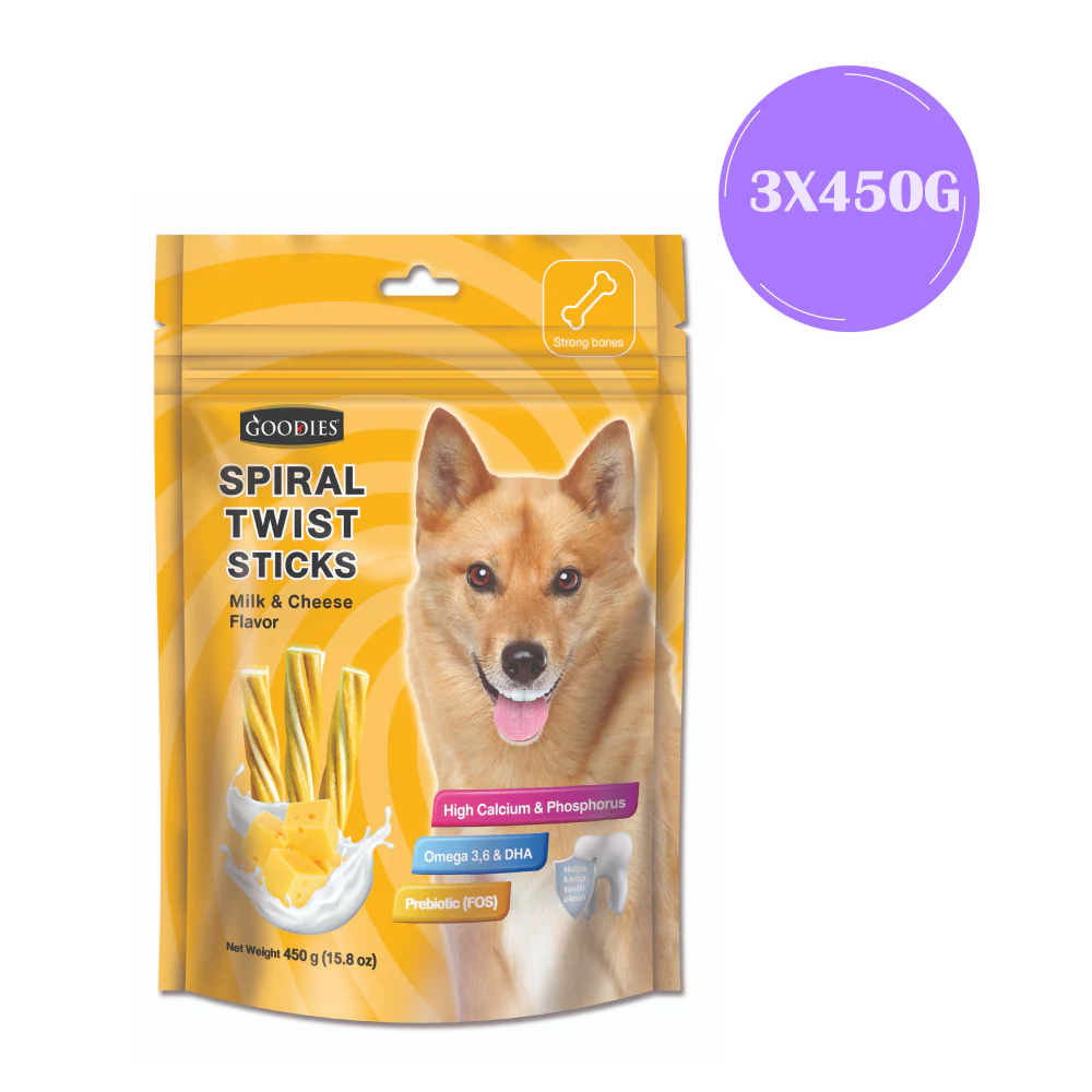 Goodies Milk & Cheese Spiral Twist Stick Dog Treats - Image 3