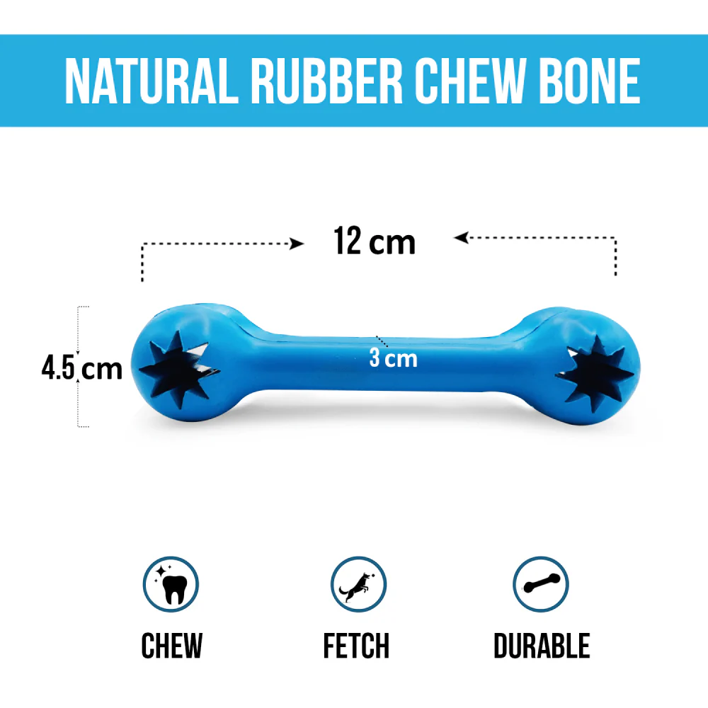 Goofy Tails Classic Interactive Rubber Bone Toy for Dogs (Blue) - Image 2