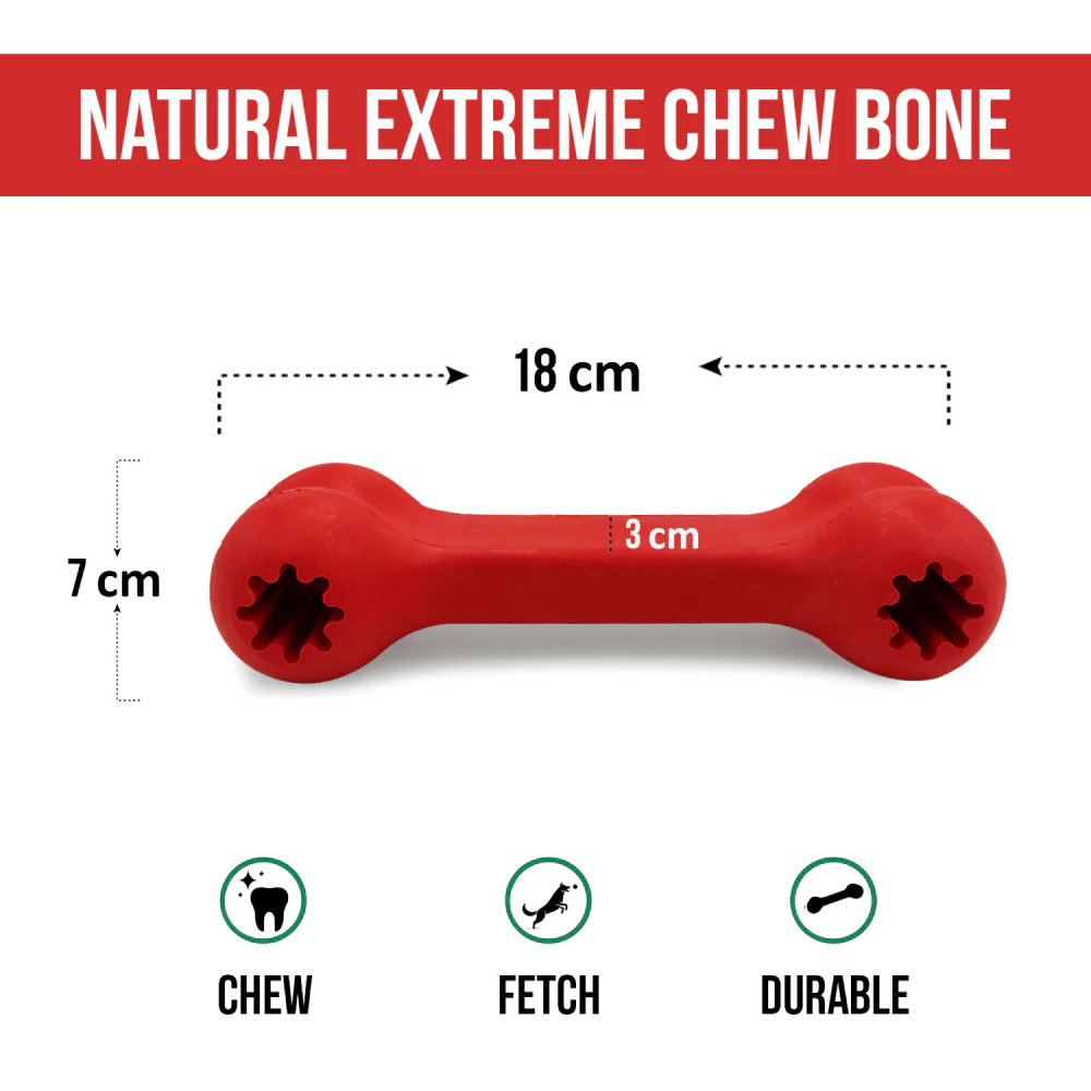 Goofy Tails Classic Interactive Rubber Bone Toy for Dogs (Red) - Image 2