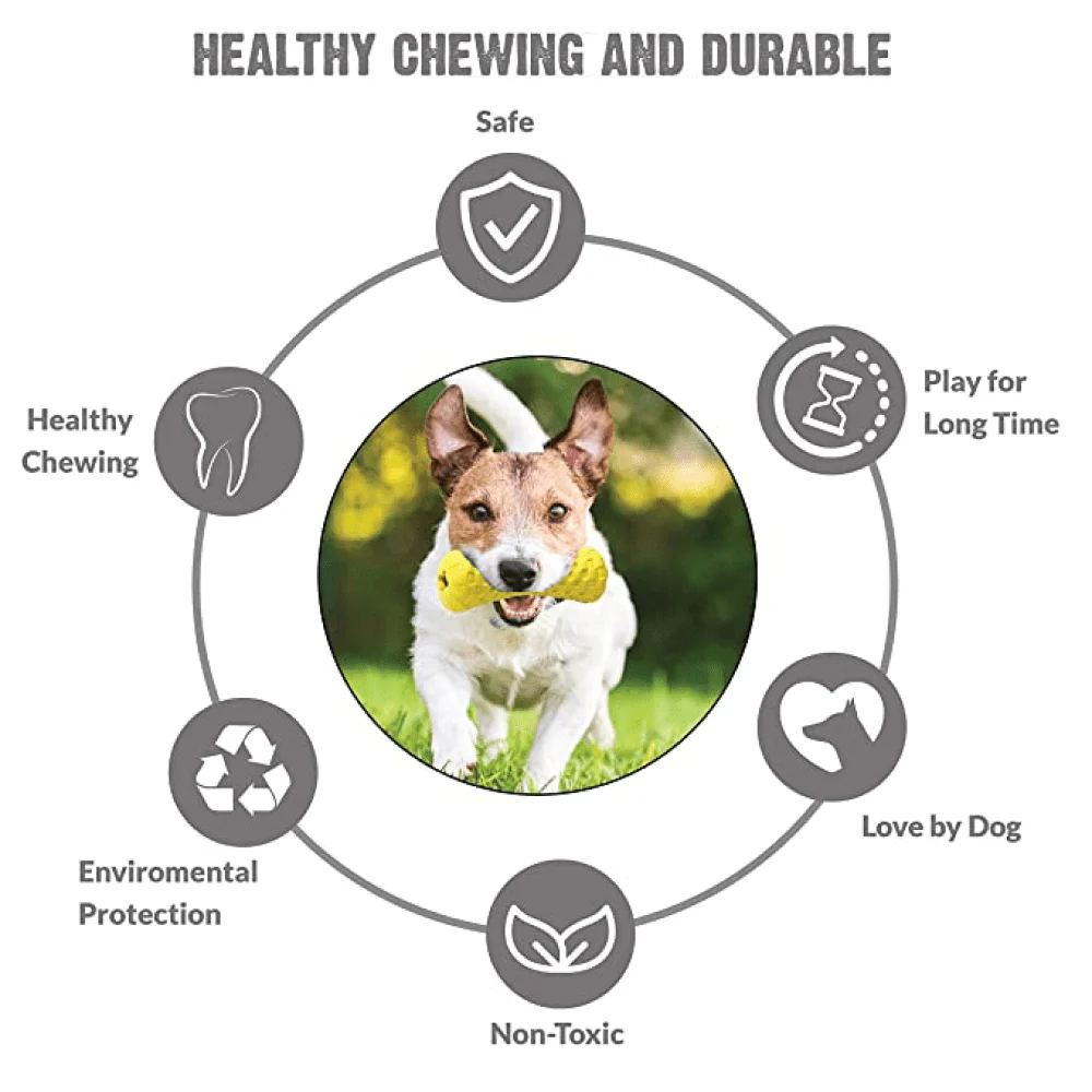 Goofy Tails Dumbbell Treat Dispensing Interactive Toys and Strawberry shaped Natural Rubber Chew Toy for Dogs Combo - Image 7