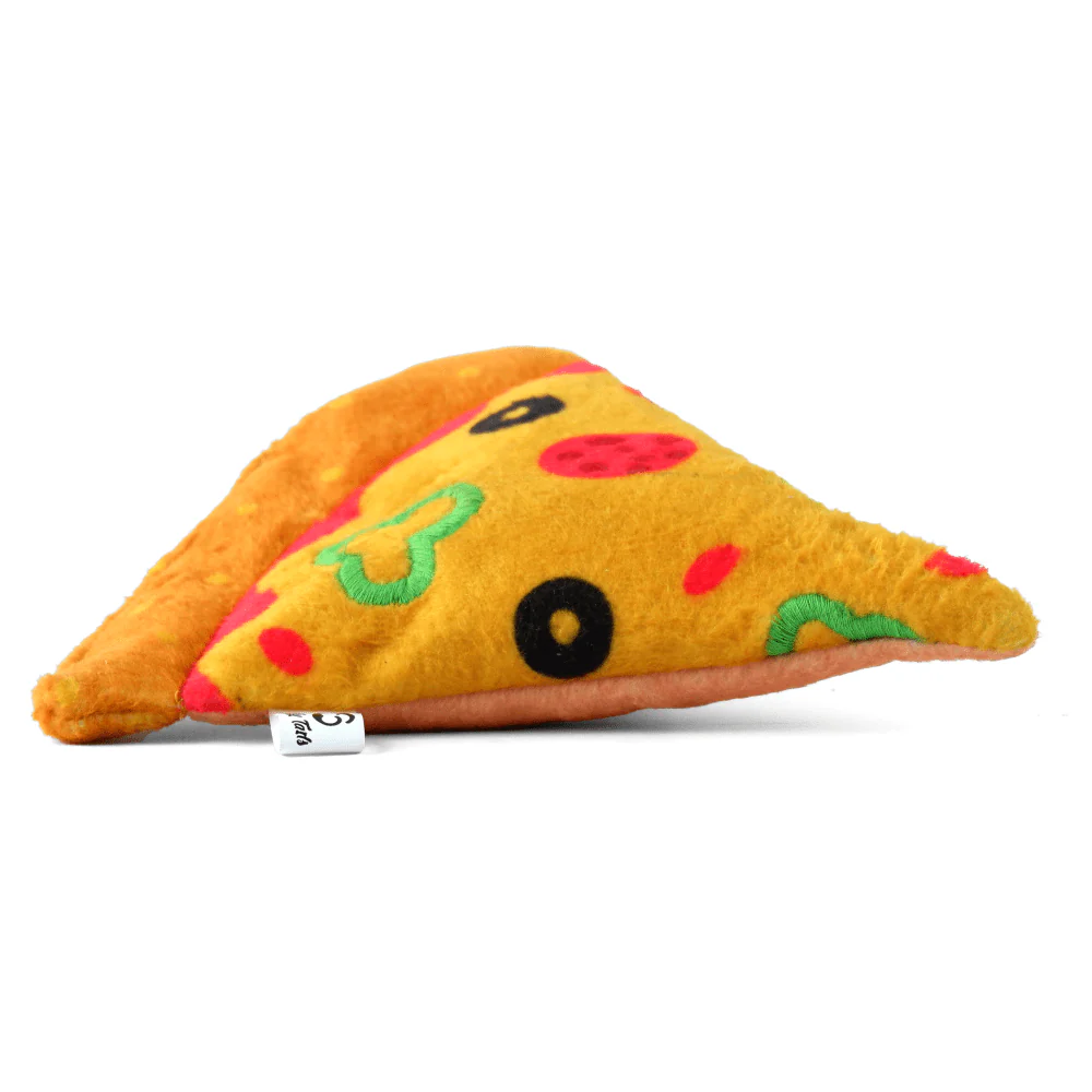 Goofy Tails Food Buddies Pizza Slice Plush Toy for Dogs | For Soft Chewers (Yellow) - Image 2