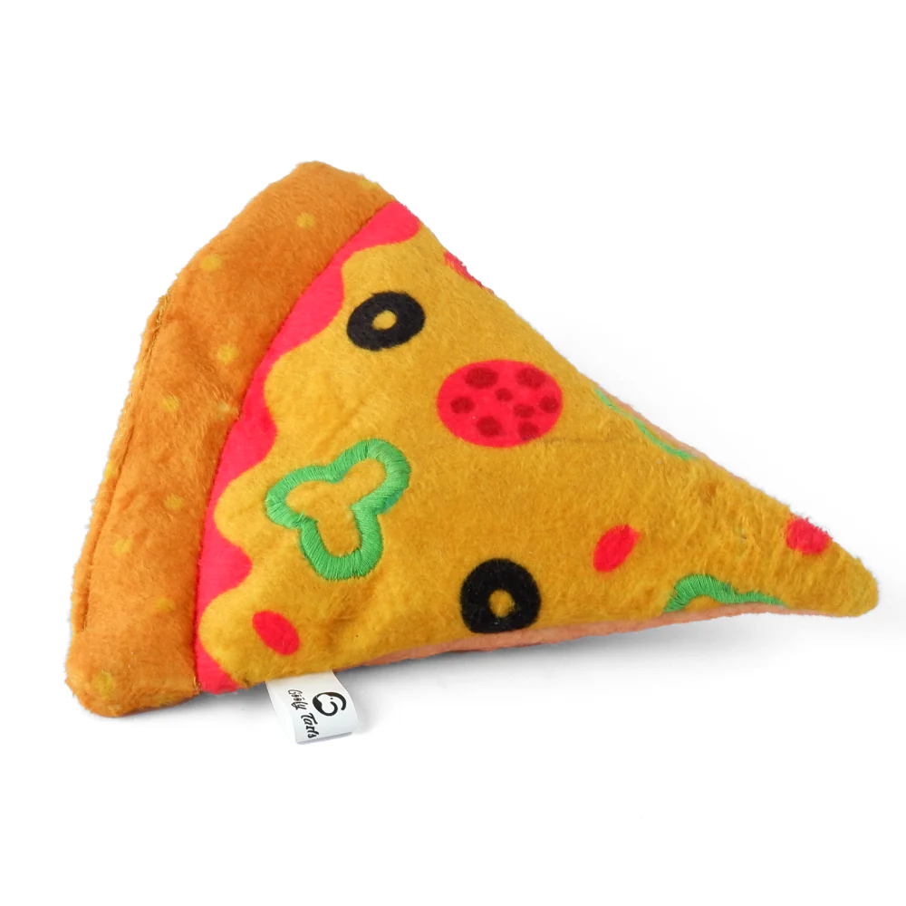 Goofy Tails Food Buddies Pizza Slice Plush Toy for Dogs | For Soft Chewers (Yellow) - Image 3