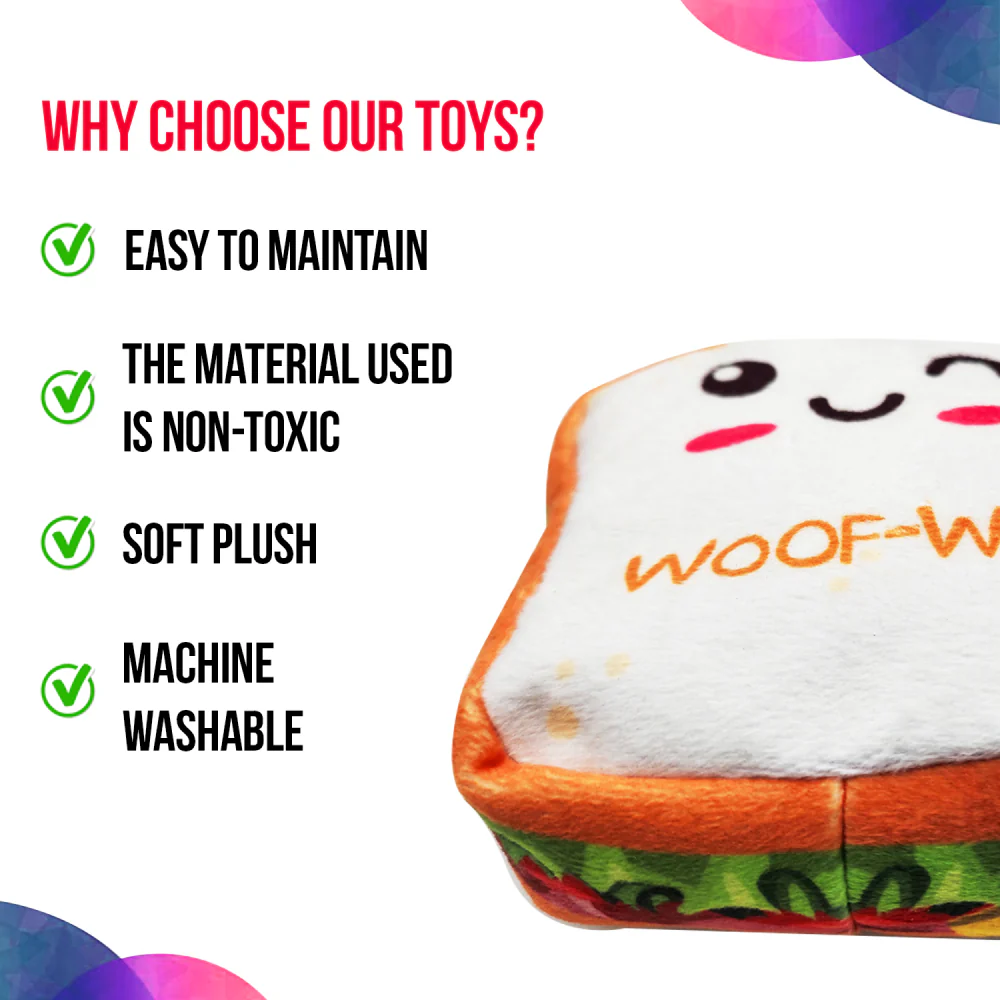 Goofy Tails Food Buddies Sandwich Plush Toy for Dogs - Image 4