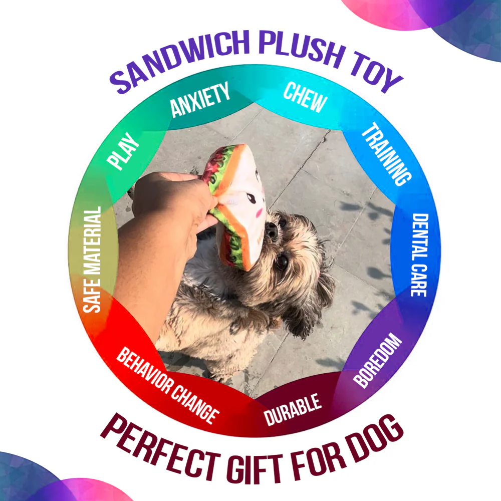 Goofy Tails Food Buddies Sandwich Plush Toy for Dogs - Image 6