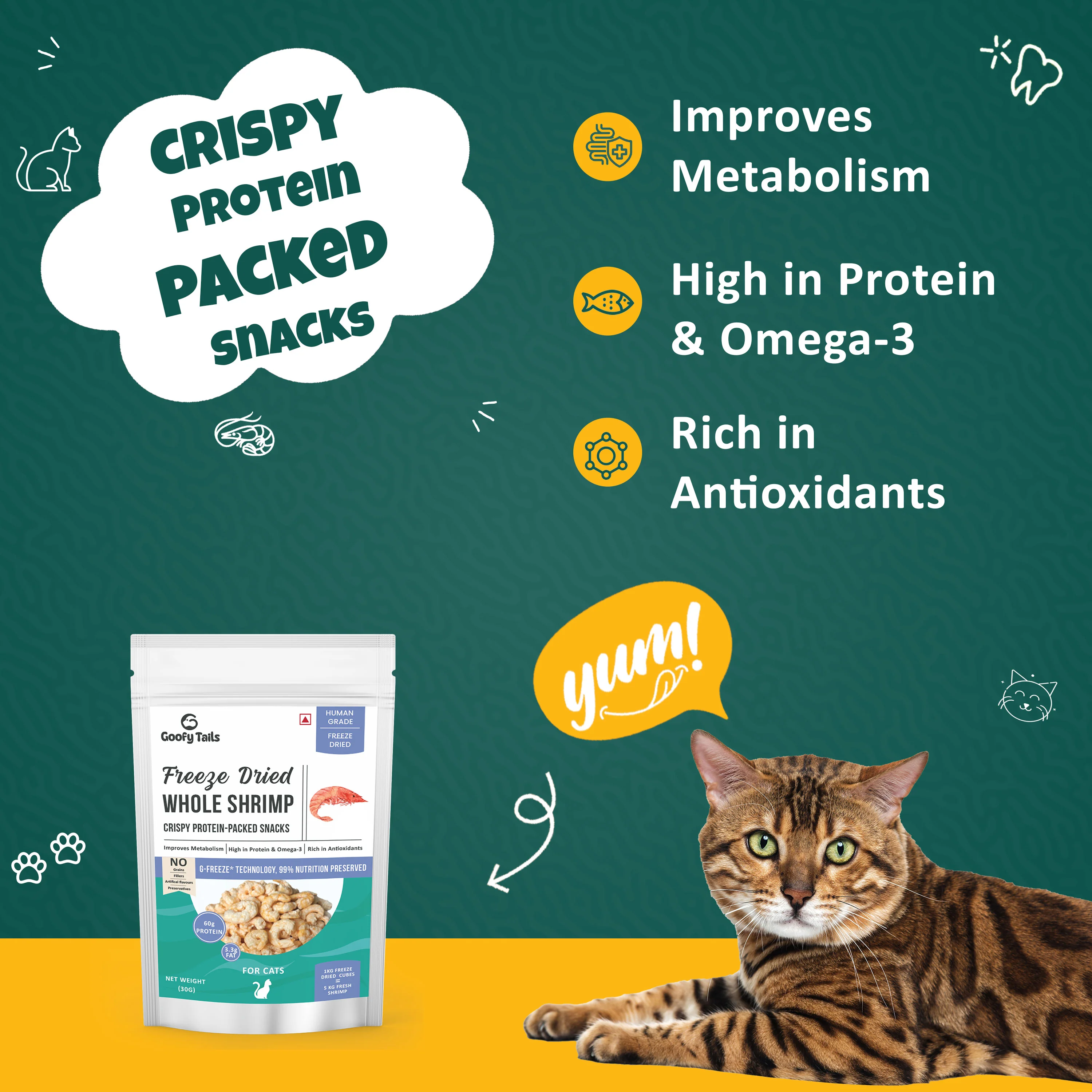 Goofy Tails Freeze Dried Shrimp Cat Treats - Image 2