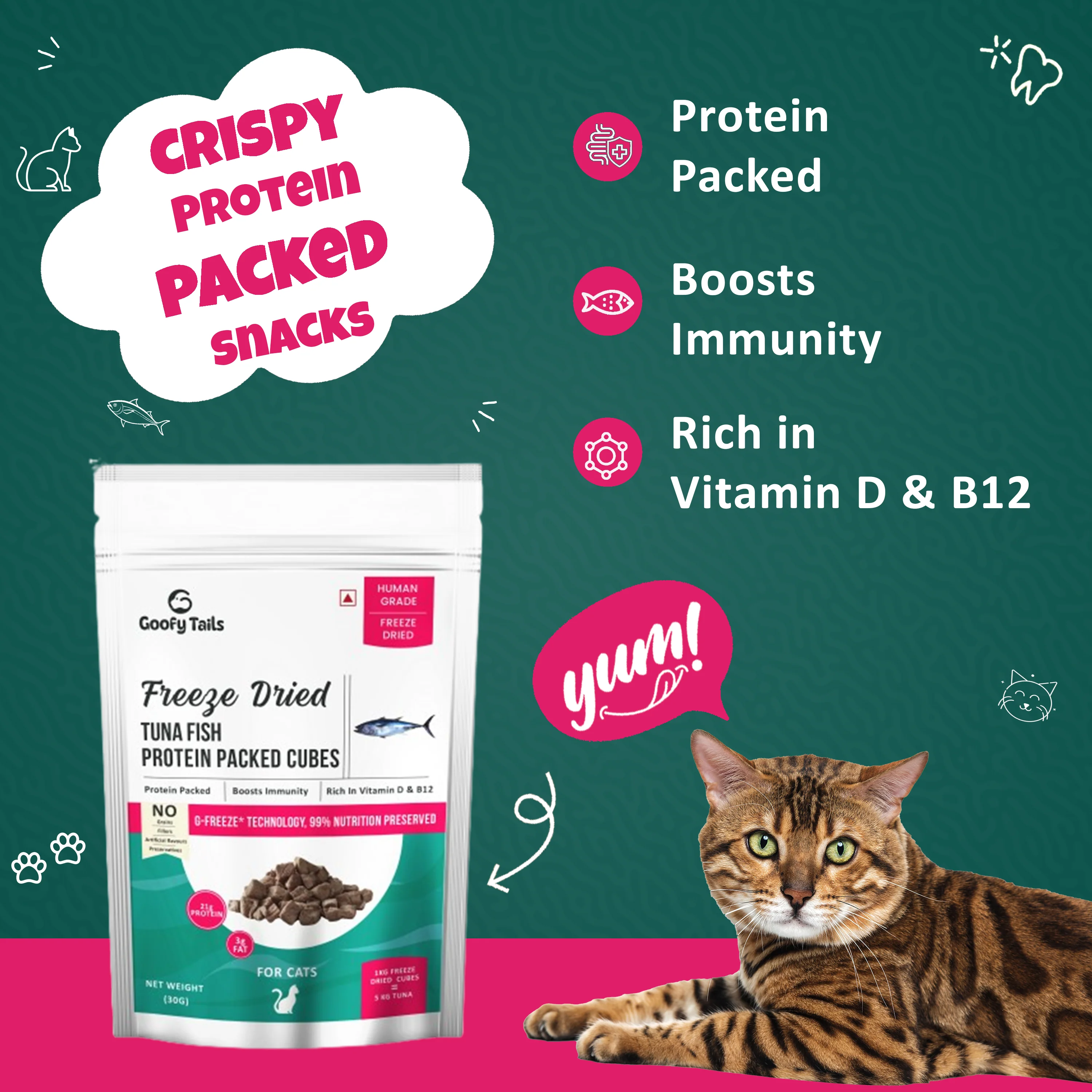 Goofy Tails Freeze Dried Tuna Cat Treats - Image 2