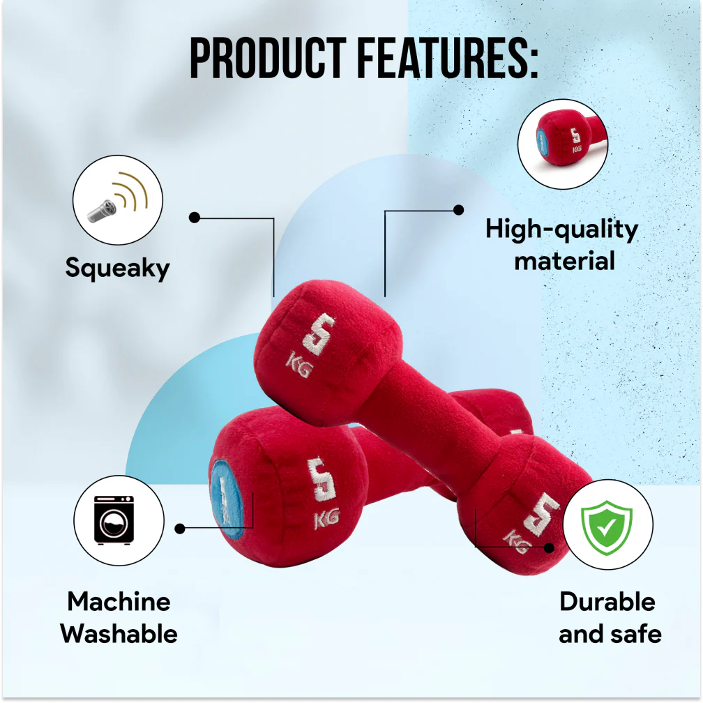 Goofy Tails Gym Series Dumbbell Plush Toy for Dogs (Red) - Image 2
