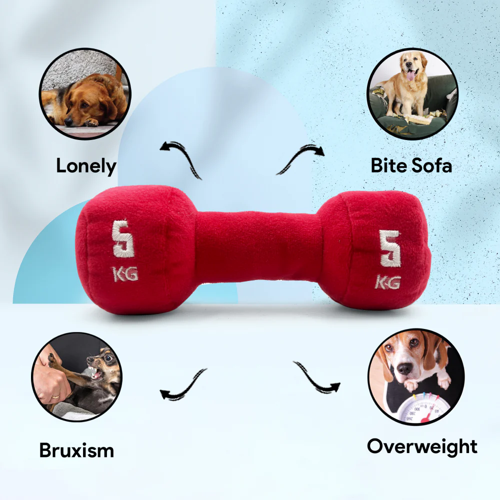 Goofy Tails Gym Series Dumbbell Plush Toy for Dogs (Red) - Image 3