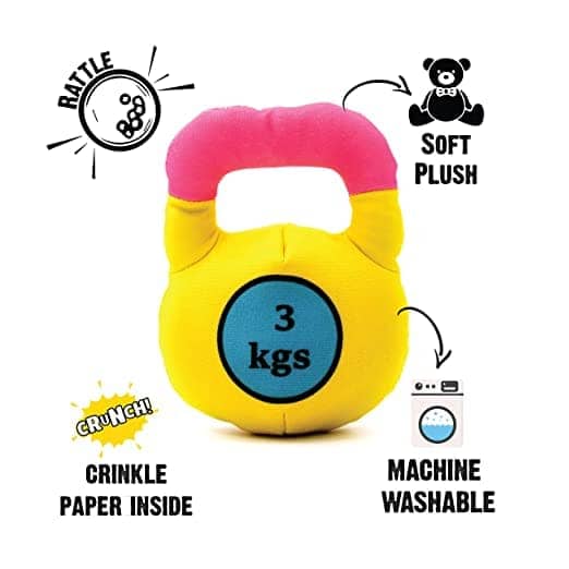 Goofy Tails Gym Series Kettlebell Plush Toy for Dogs | For Soft Chewers (Yellow) - Image 2