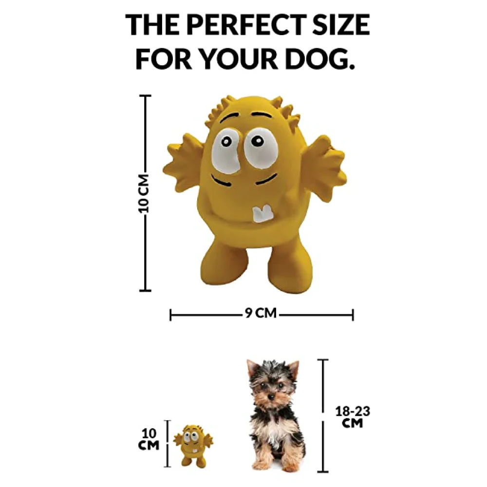 Goofy Tails Latex Monster Interactive Chew Toy for Dogs (Yellow) - Image 3
