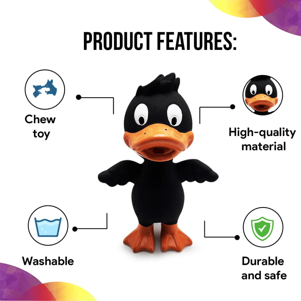 Goofy Tails Latex Squeaky Duck Toy for Dogs - Image 3