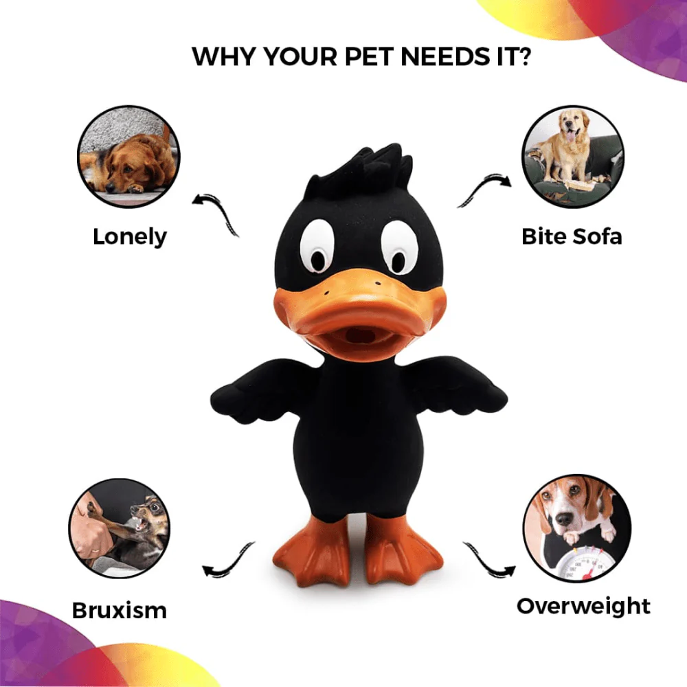 Goofy Tails Latex Squeaky Duck Toy for Dogs - Image 4