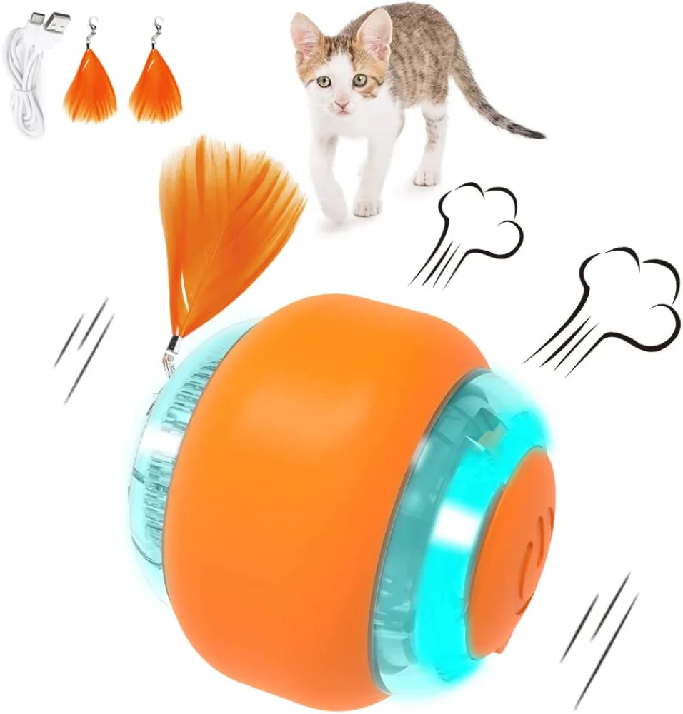 Goofy Tails Smart Interactive Ball Toy for Cats (Orange)