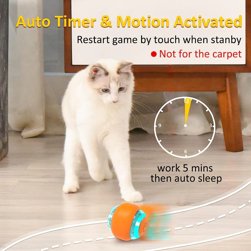 Goofy Tails Smart Interactive Ball Toy for Cats (Orange) - Image 5