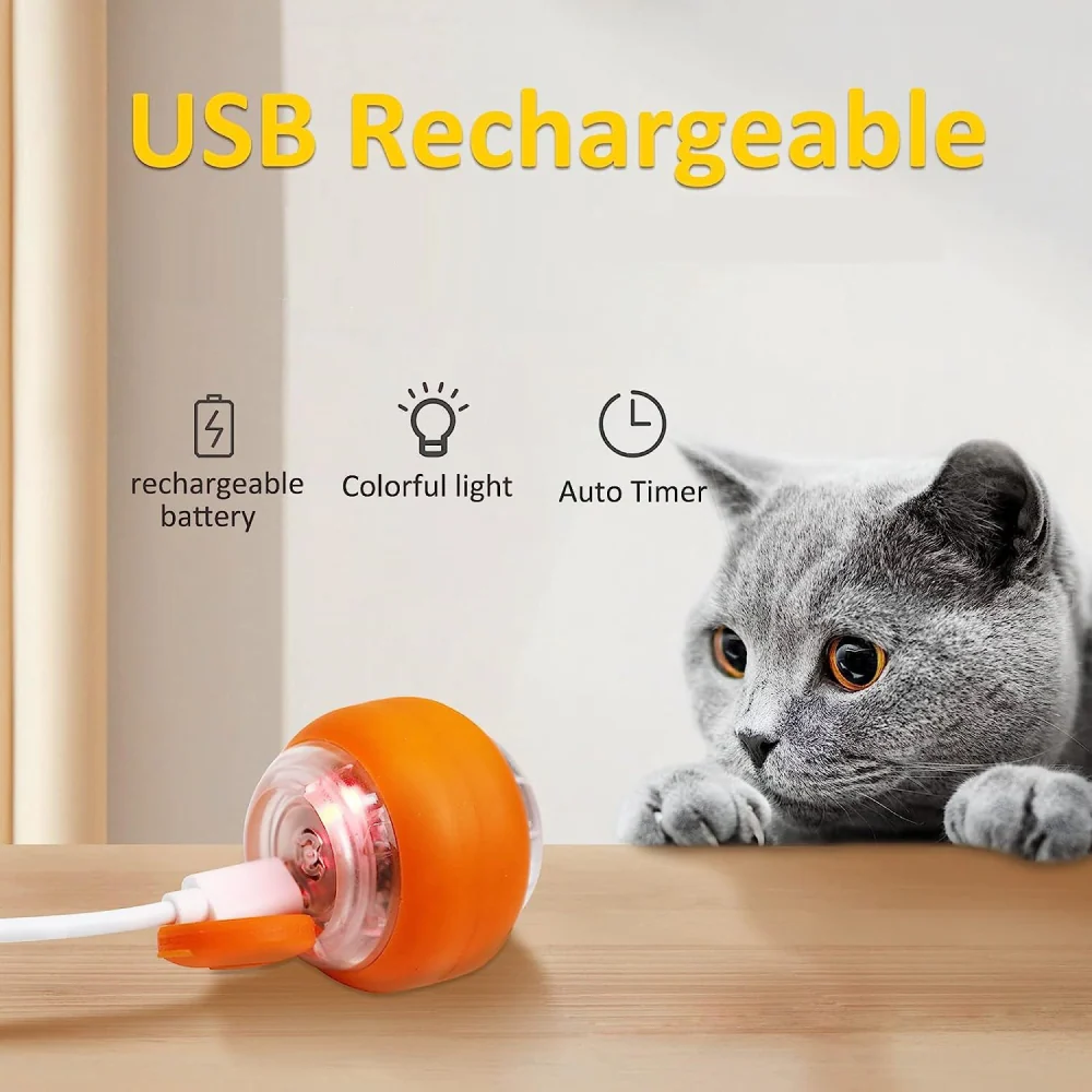 Goofy Tails Smart Interactive Ball Toy for Cats (Orange) - Image 7