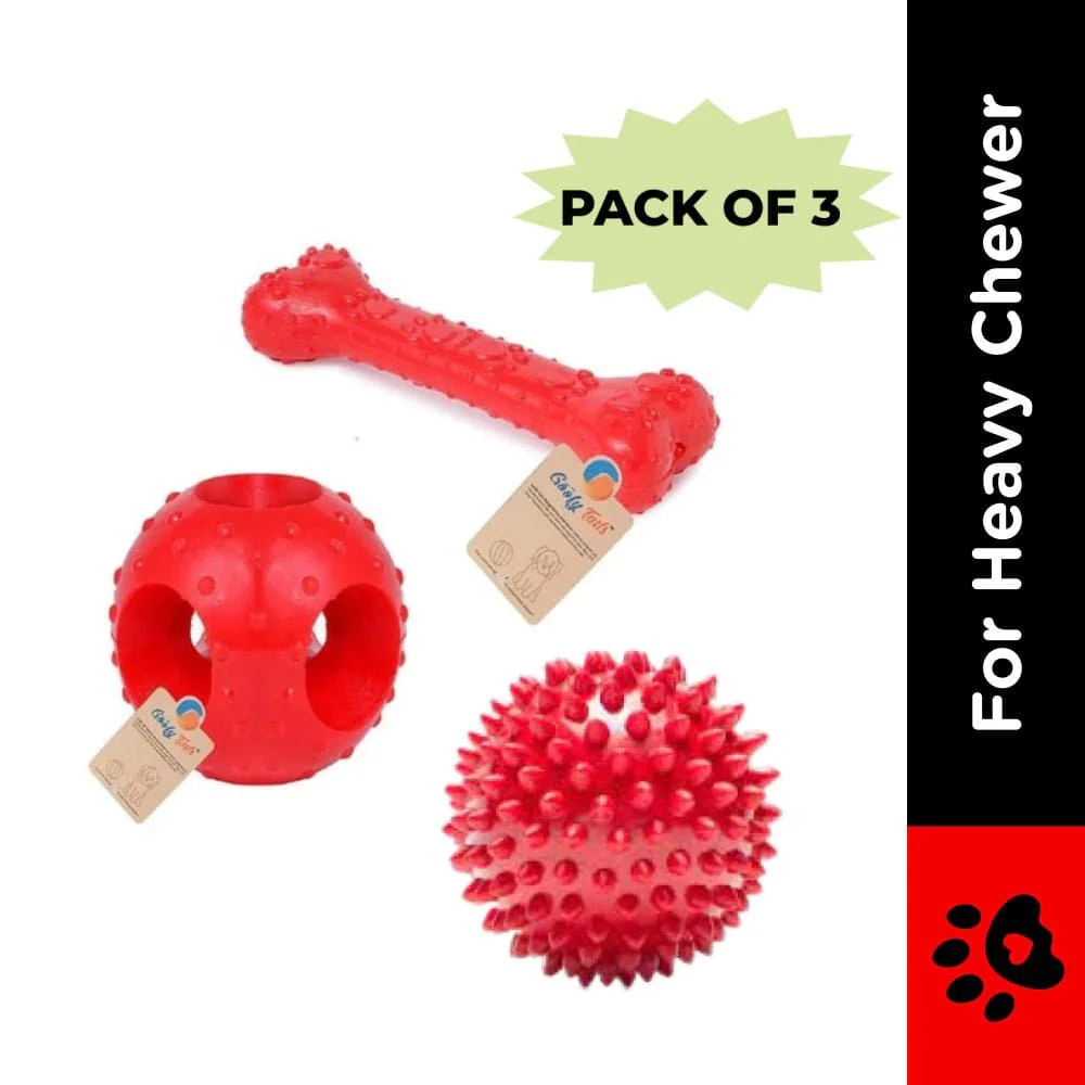 Goofy Tails Super Dog Spike + Hole + Bone Medium Toy for Dogs (Pack of 3) - Image 2
