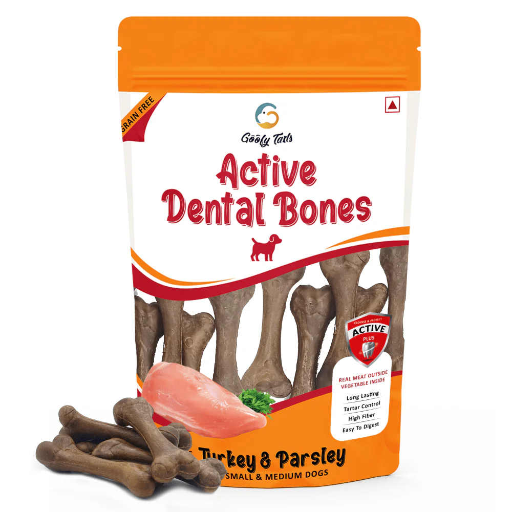 Goofy Tails Turkey and Parsley Active Dental Bone Dog Treats - Image 2