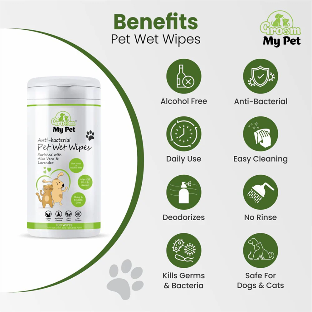 Groom My Pet Anti Bacterial Wet Wipes for Dogs and Cats - Image 3