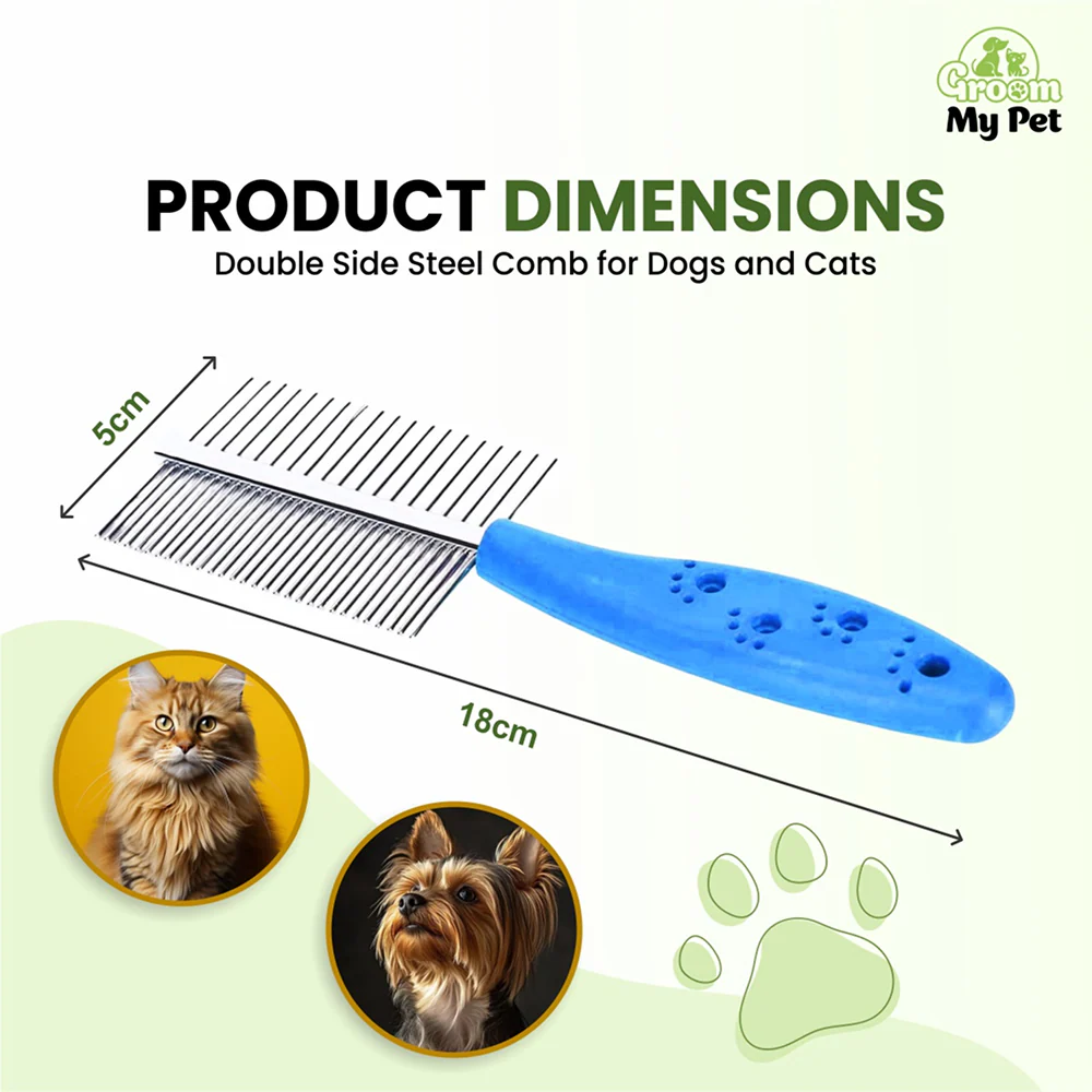 Groom My Pet Double Side Steel Comb for Dogs and Cats (Blue) - Image 4