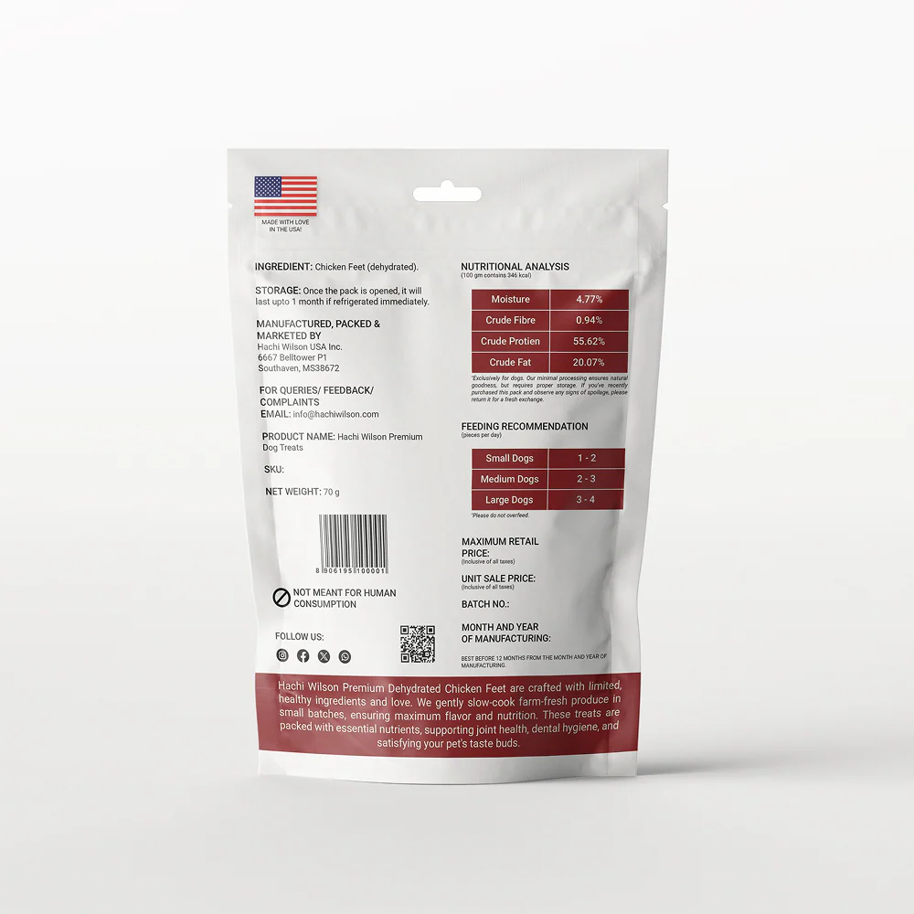 Hachi Wilson Premium Dehydrated Chicken Feet Jerky Dog Treat - Image 7