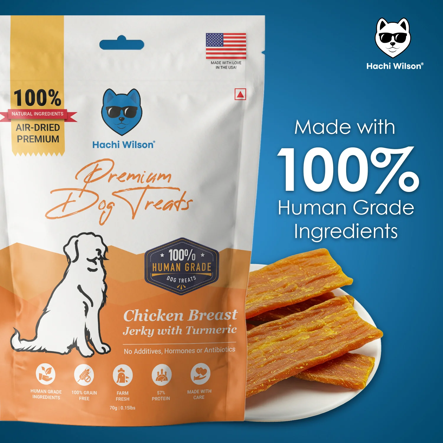 Hachi Wilson Premium Chicken Breast with Turmeric Jerky Dog Treat - Image 3