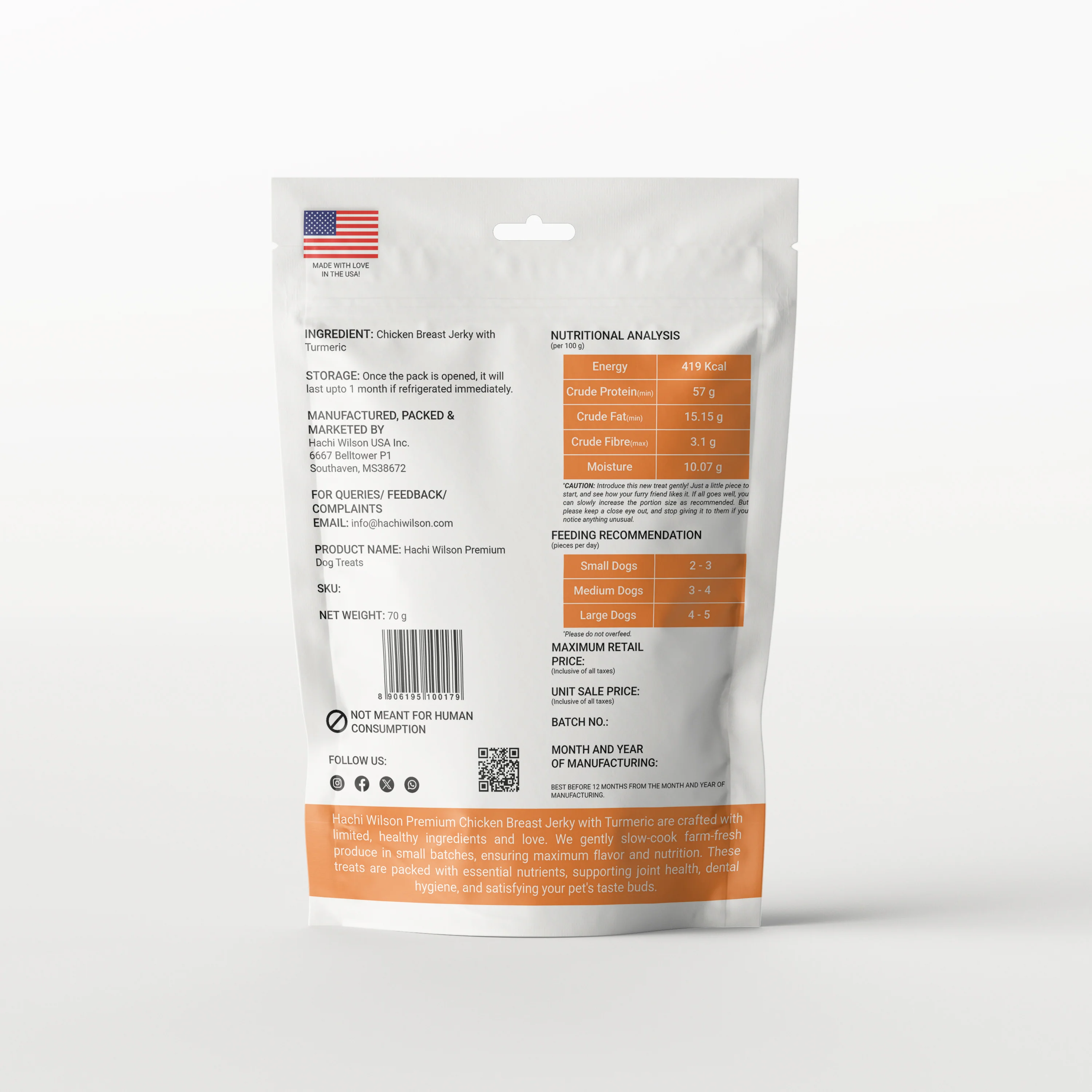 Hachi Wilson Premium Chicken Breast with Turmeric Jerky Dog Treat - Image 8