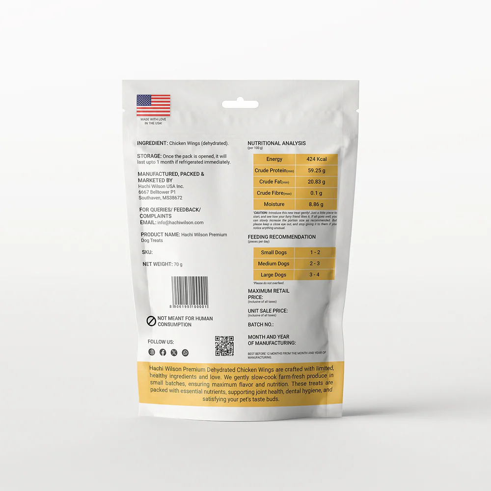Hachi Wilson Premium Dehydrated Chicken Wings Jerky Dog Treat - Image 8