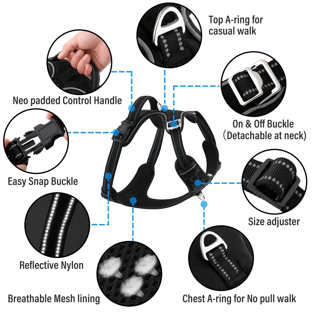 Hank 3M Reflective Harness for Puller Dogs (Black) - Image 3