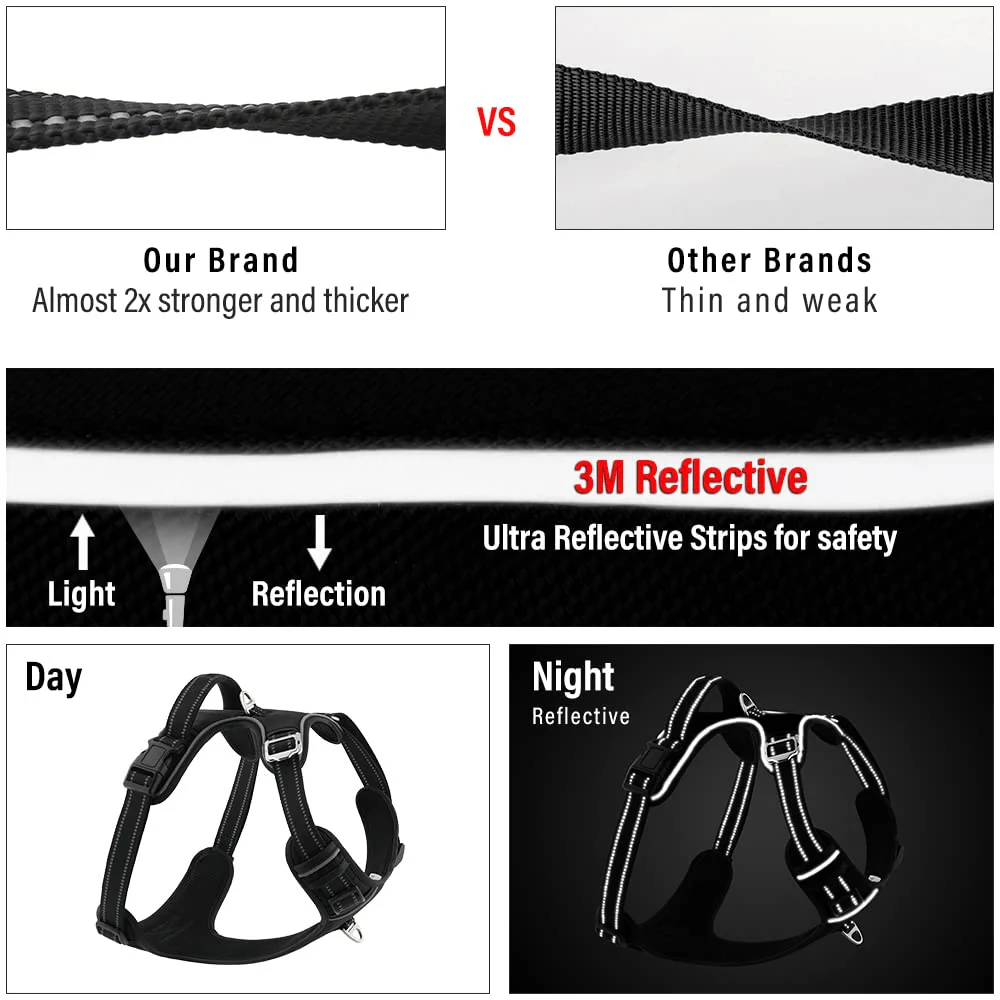 Hank 3M Reflective Harness for Puller Dogs (Black) - Image 5