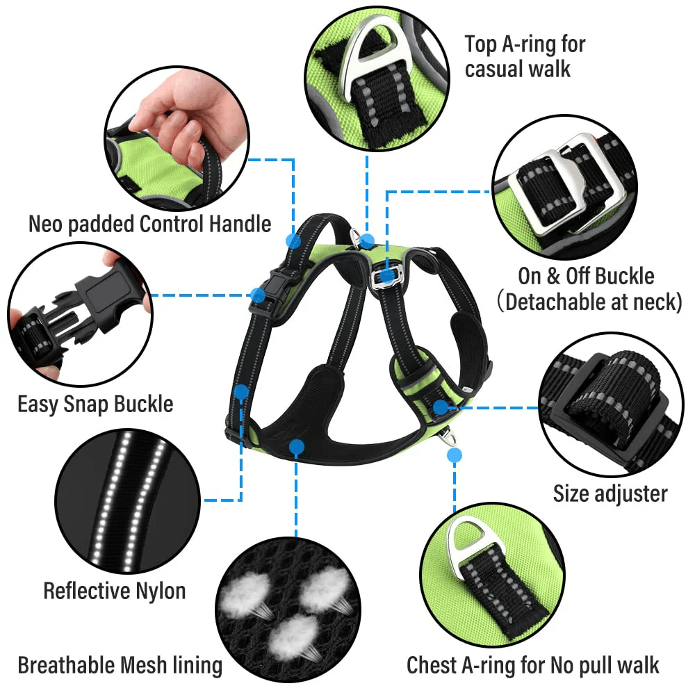 Hank 3M Reflective Harness for Puller Dogs (Neon Green) - Image 4