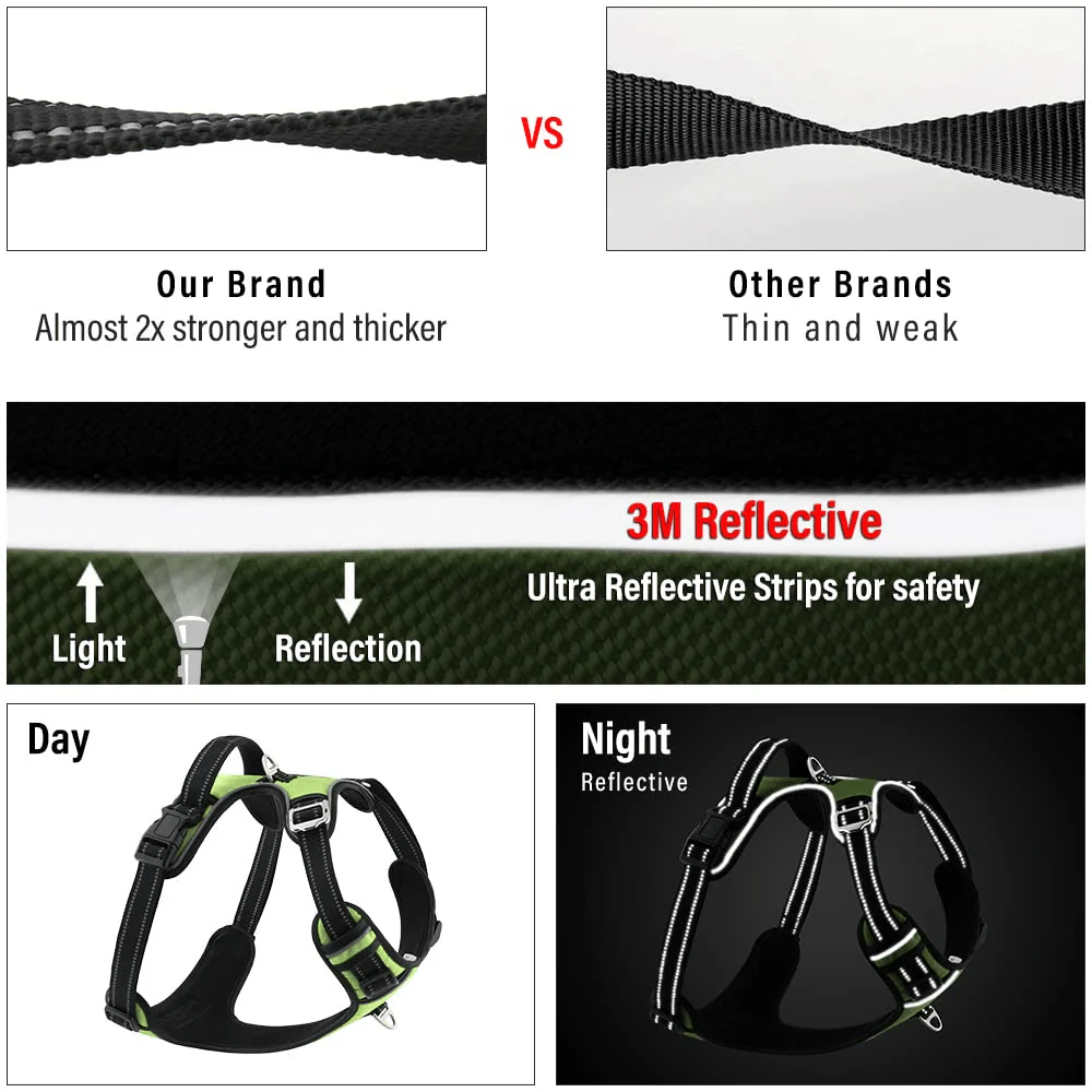 Hank 3M Reflective Harness for Puller Dogs (Neon Green) - Image 7