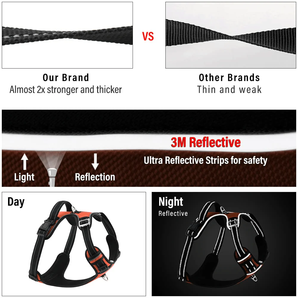 Hank 3M Reflective Harness for Puller Dogs (Neon Orange) - Image 5