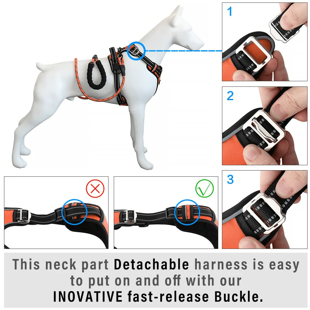 Hank 3M Reflective Harness for Puller Dogs (Neon Orange) - Image 6