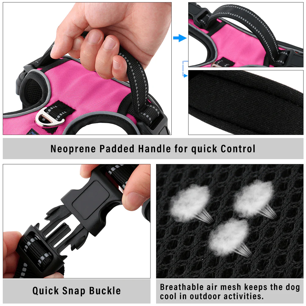 Hank 3M Reflective Harness for Puller Dogs (Pink) - Image 3