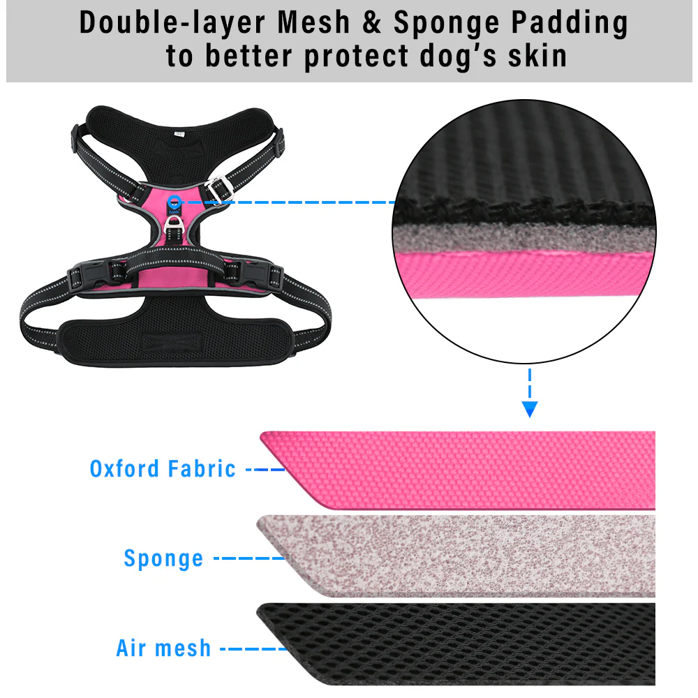 Hank 3M Reflective Harness for Puller Dogs (Pink) - Image 5