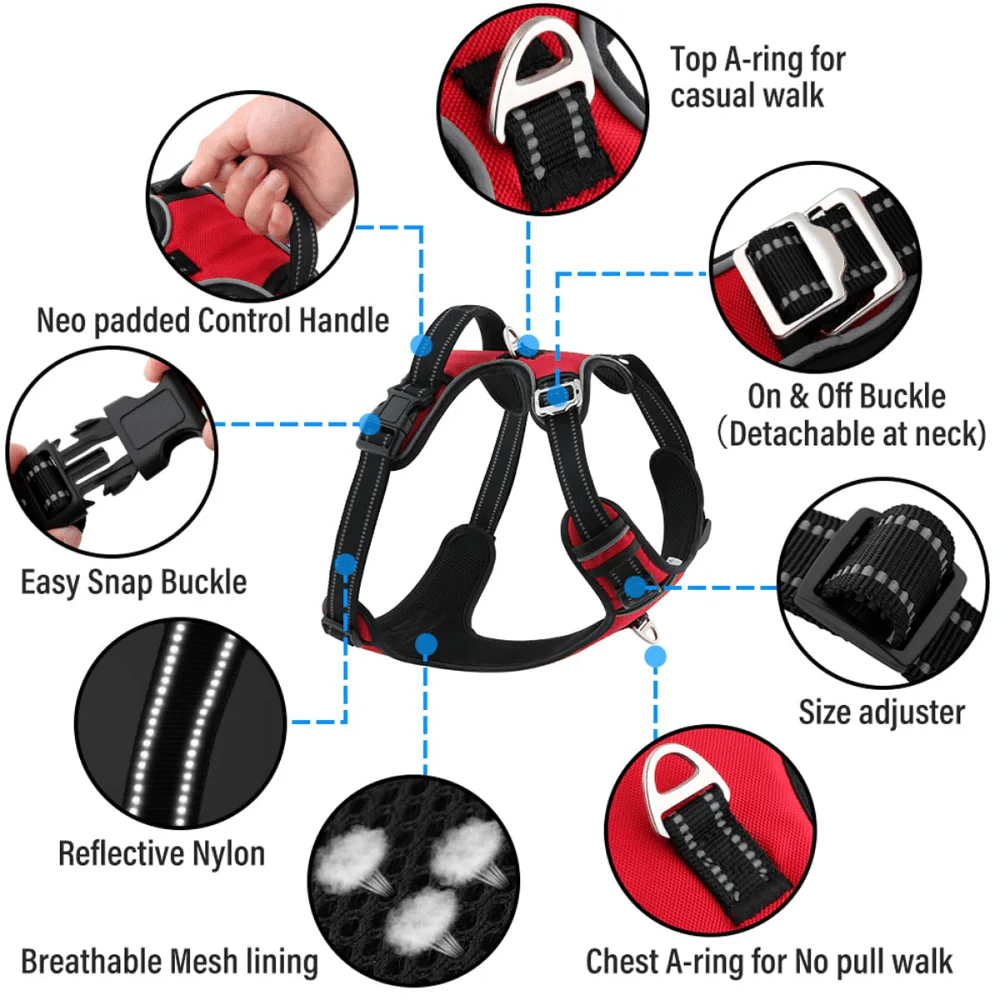Hank 3M Reflective Harness for Puller Dogs (Red) - Image 3