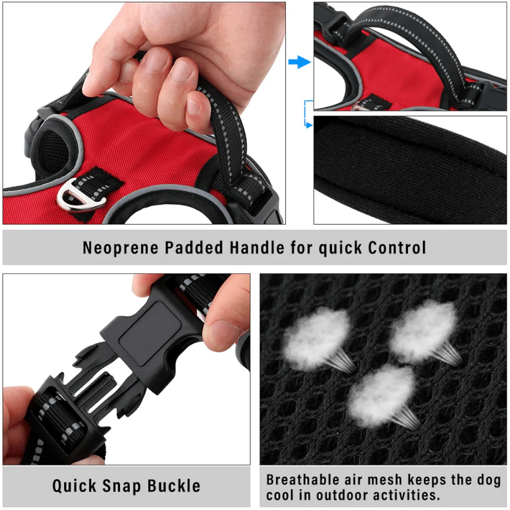 Hank 3M Reflective Harness for Puller Dogs (Red) - Image 4