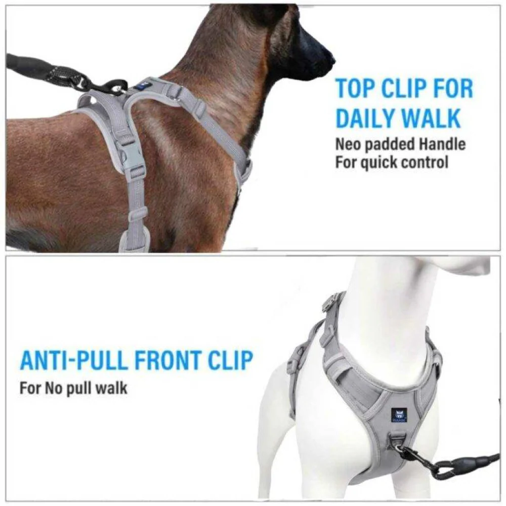 Hank 3M Reflective Harness for Puller Dogs (Grey) - Image 4