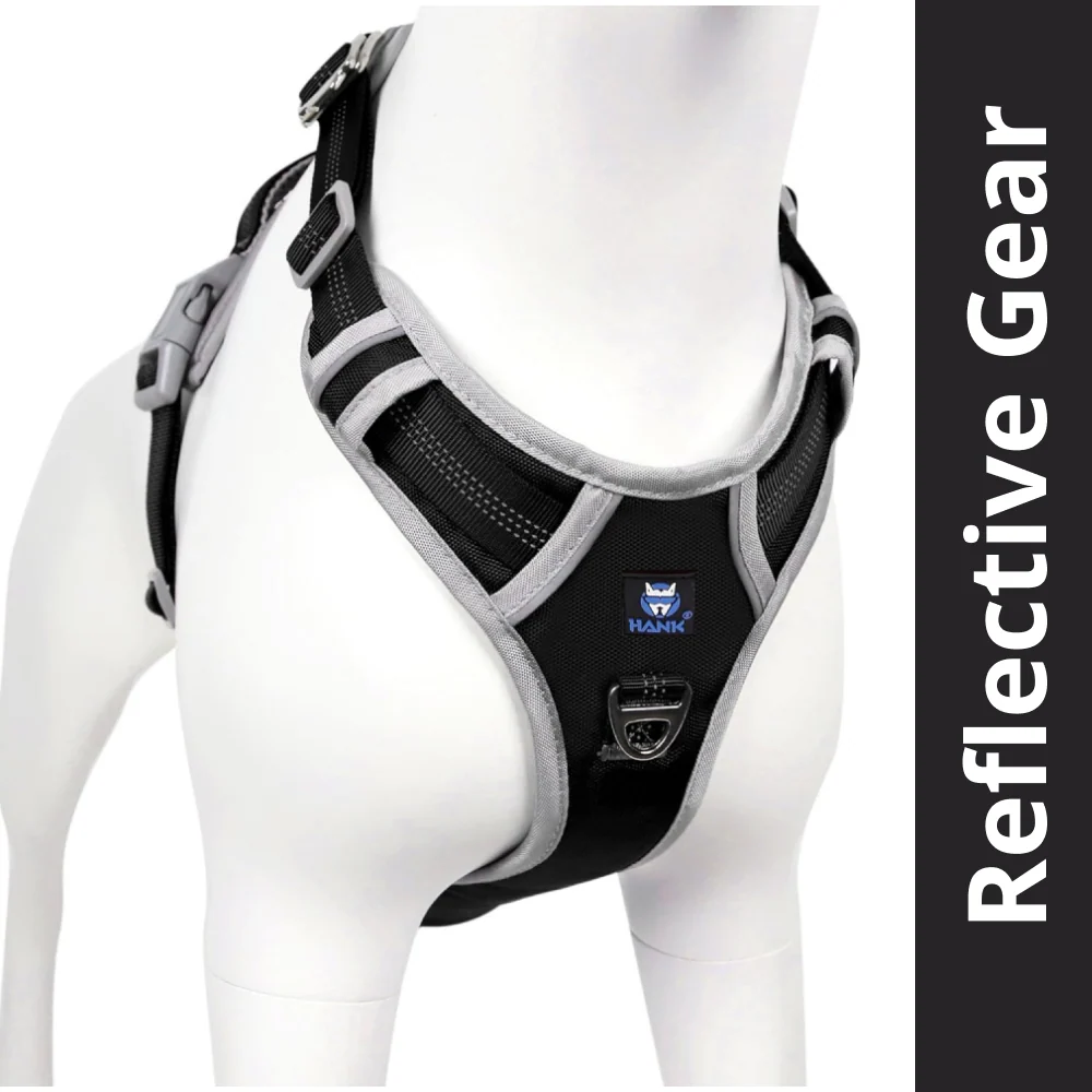 Hank 3M Reflective Harness for Puller Dogs (Grey/Black)