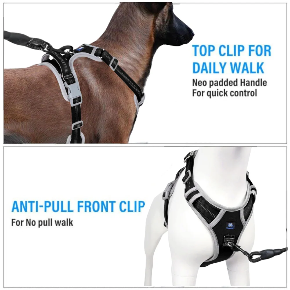 Hank 3M Reflective Harness for Puller Dogs (Grey/Black) - Image 3