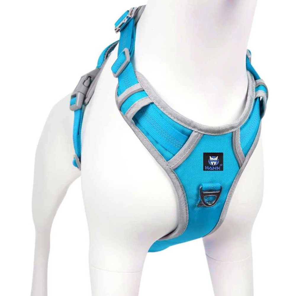 Hank 3M Reflective Harness for Puller Dogs (Grey/Cyan Blue) - Image 8