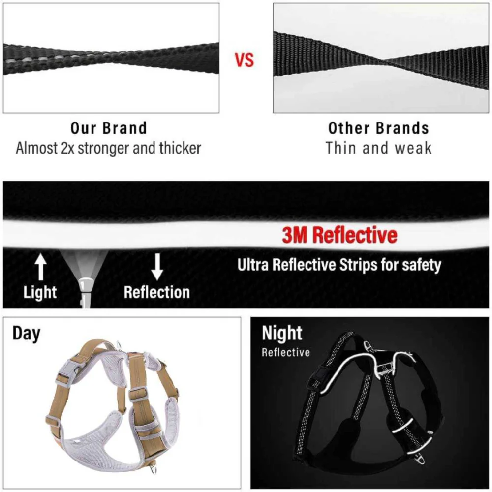 Hank 3M Reflective Harness for Puller Dogs (Grey/Kaki) - Image 6