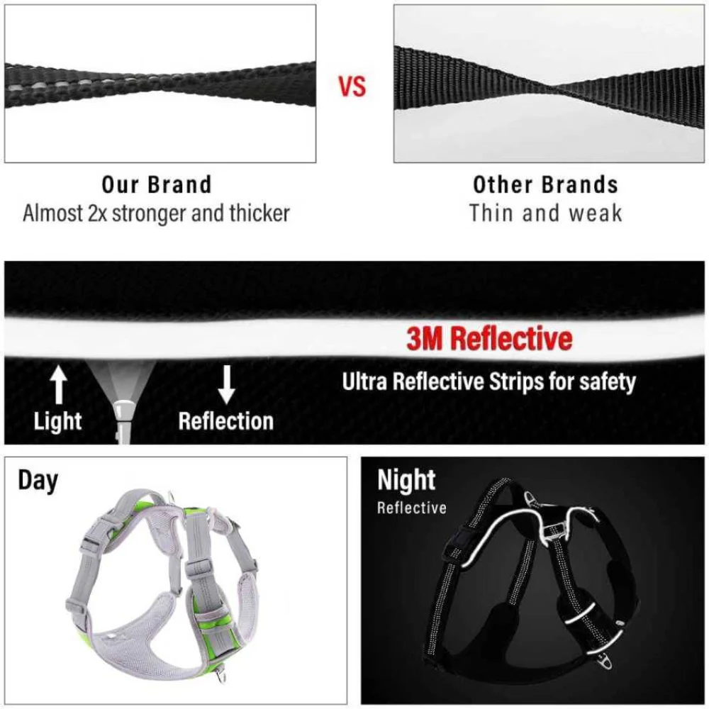 Hank 3M Reflective Harness for Puller Dogs (Grey/Neon Green) - Image 5
