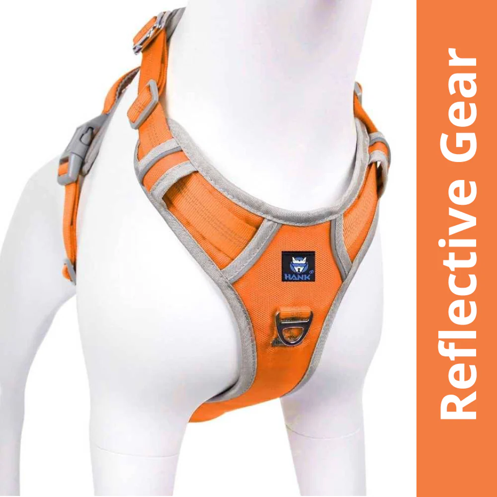 Hank 3M Reflective Harness for Puller Dogs (Grey/Orange)