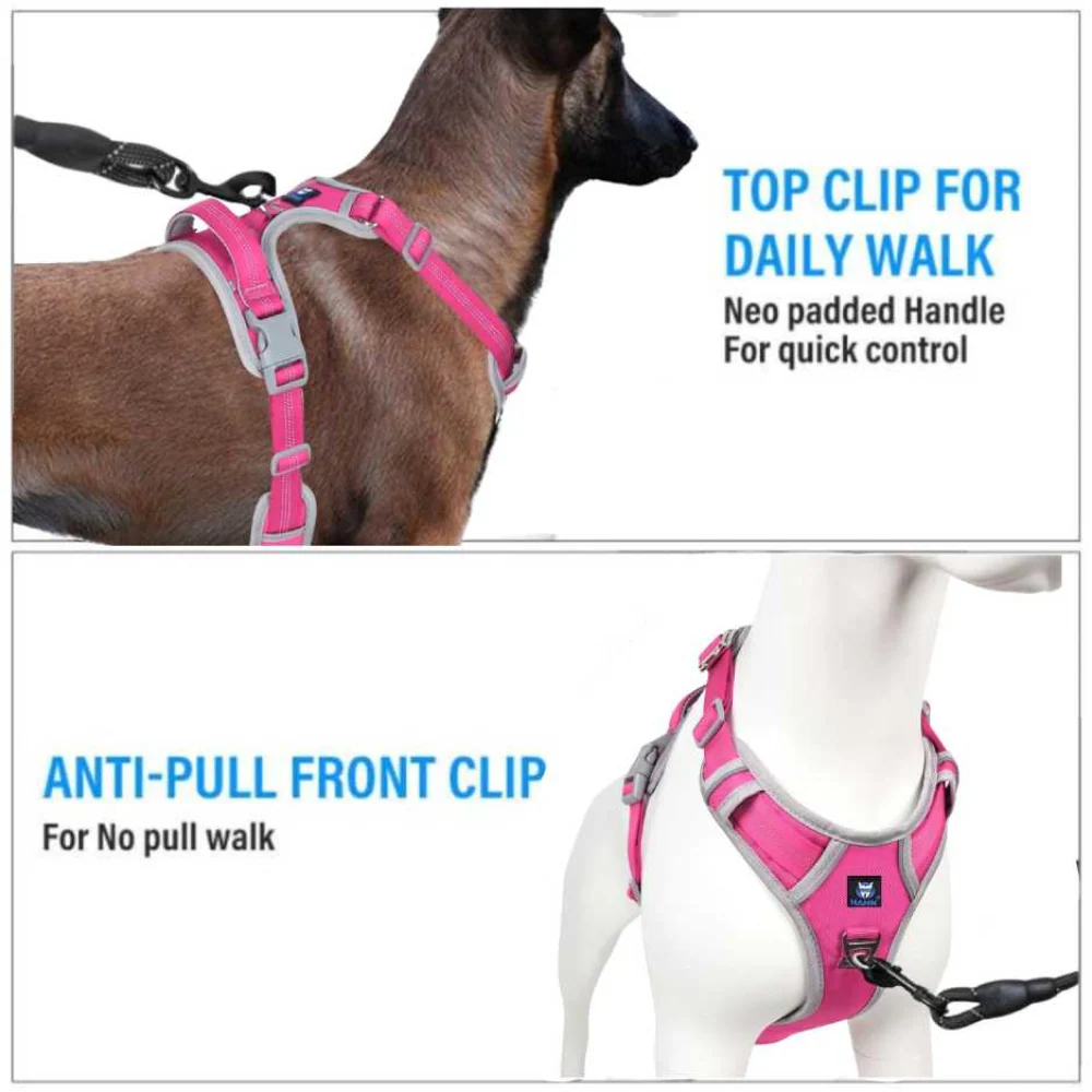 Hank 3M Reflective Harness for Puller Dogs (Grey/Pink) - Image 4