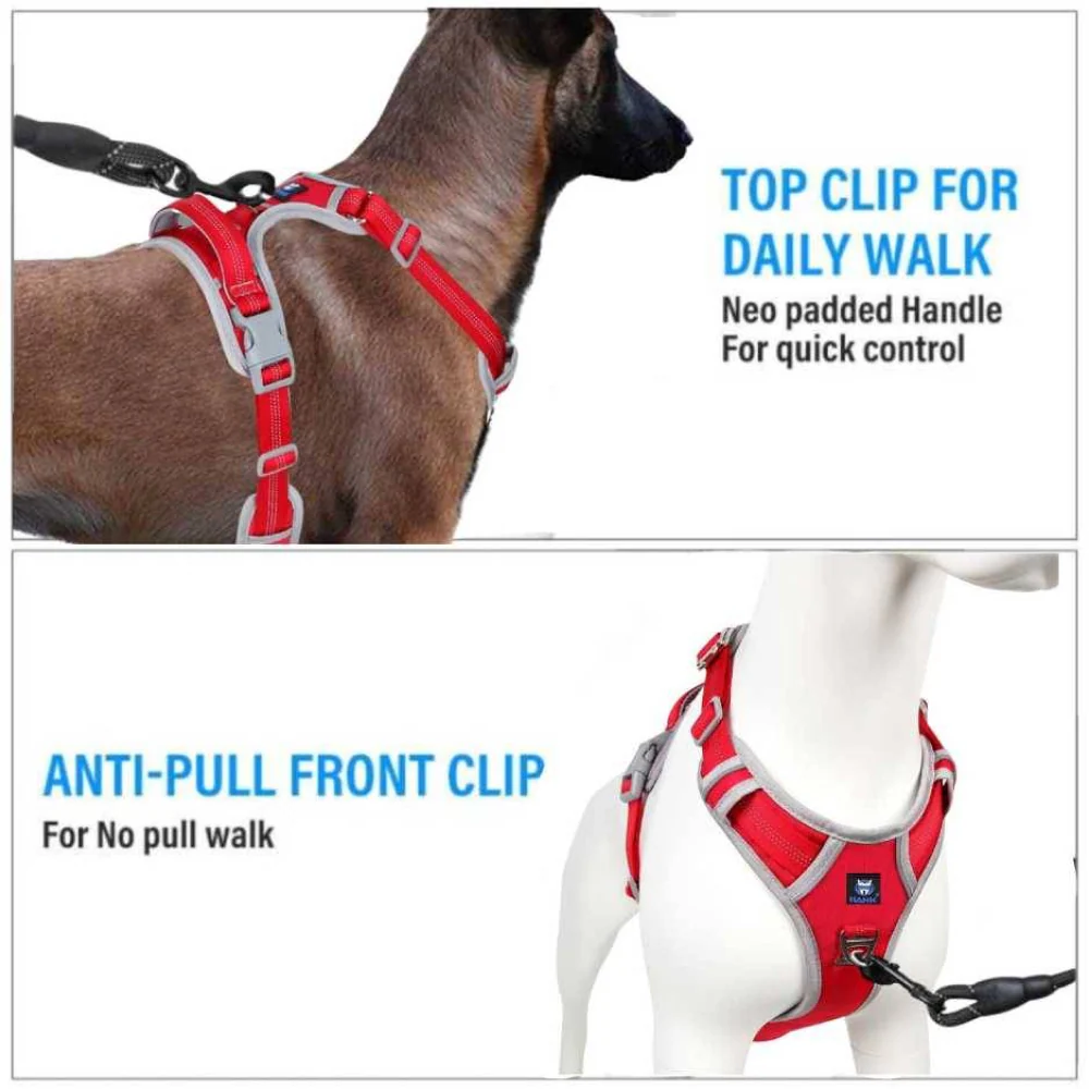 Hank 3M Reflective Harness for Puller Dogs (Grey/Red) - Image 3