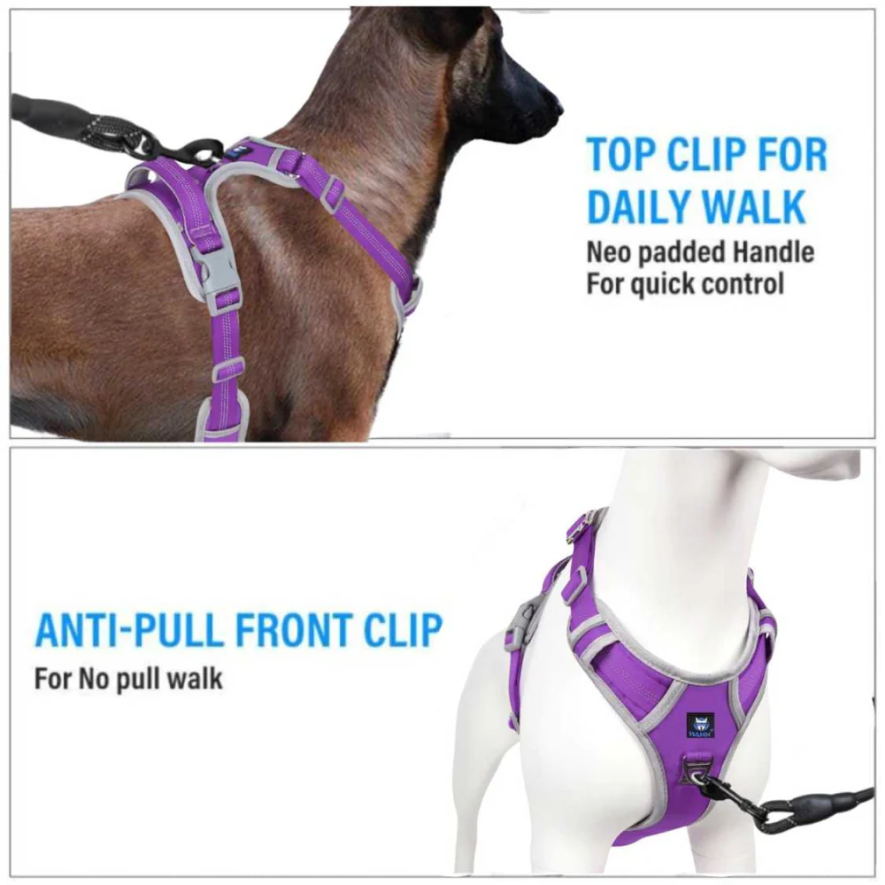 Hank 3M Reflective Harness for Puller Dogs (Grey/Violet) - Image 4