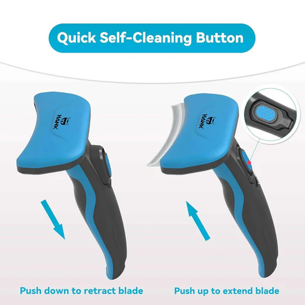 Hank Curved Shape Self Cleaning Deshedder Brush shedding for Dogs (Blue) - Image 5