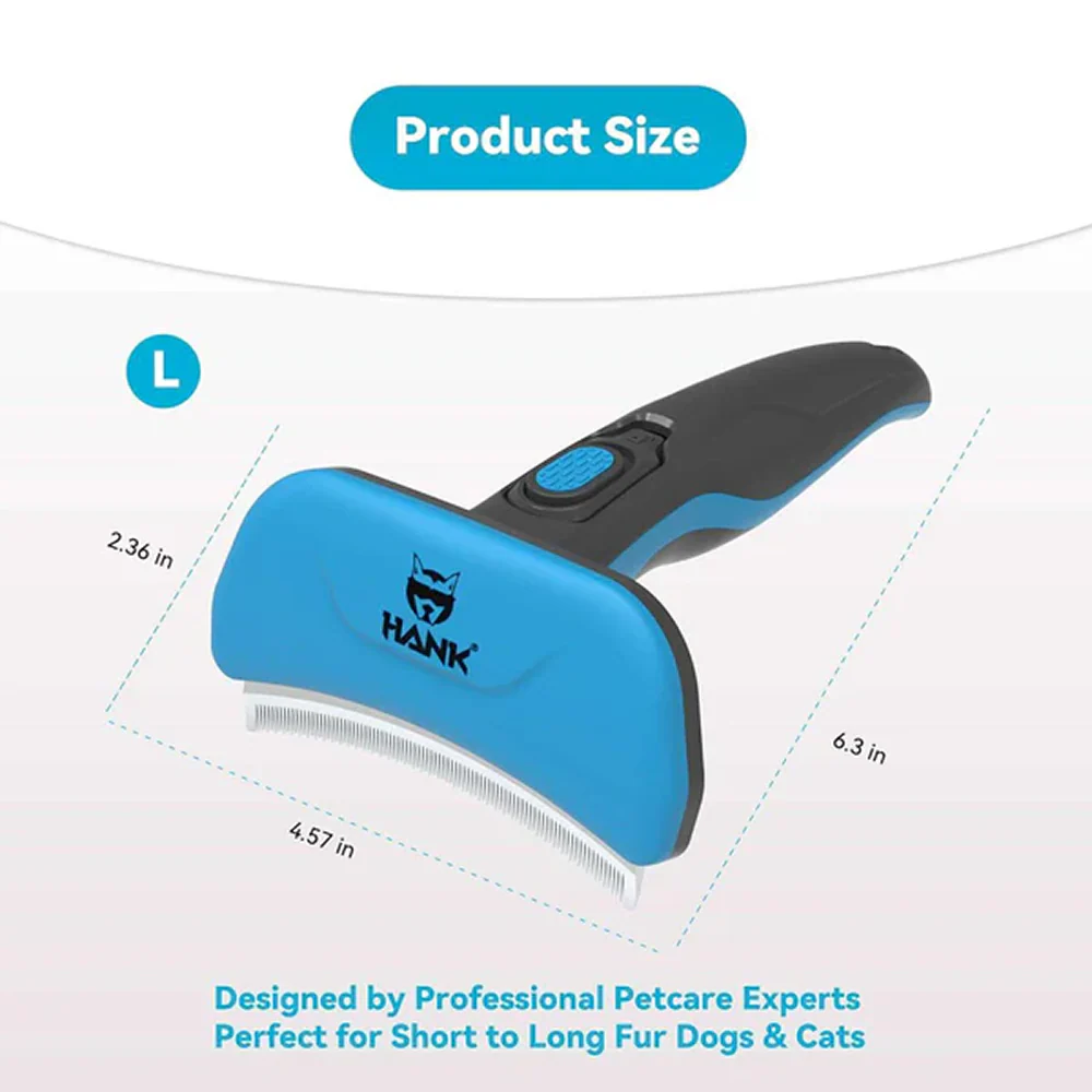 Hank Curved Shape Self Cleaning Deshedder Brush shedding for Dogs (Blue) - Image 7