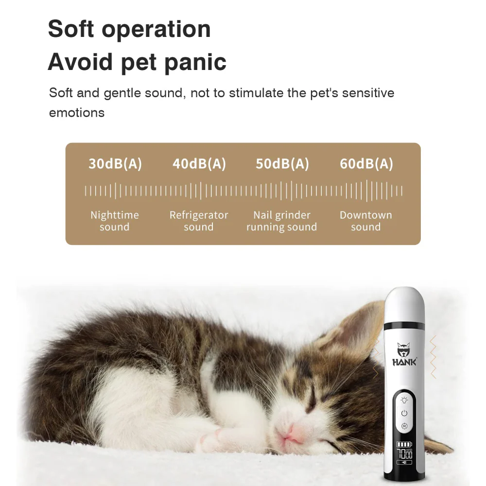 Hank Electric Nail Grinder with LED Light and LCD Display for Dogs and Cats - Image 3